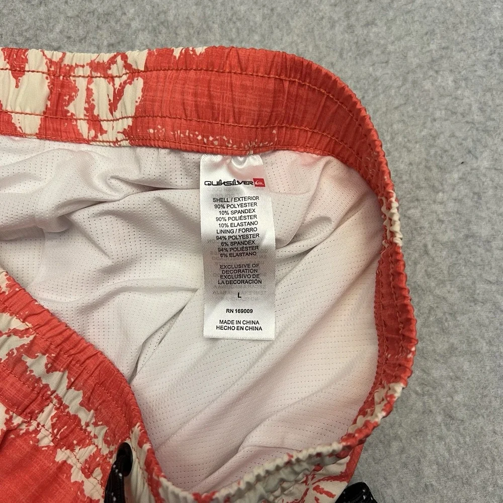 Quicksilver Swim Trucks Men Large Red AOP Geometric Floral Drawstring Surf Beach